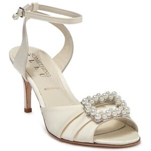 Something Bleu Bridal Heels 'Godiva Imitation Pearl Buckle Sandal
